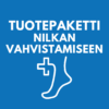 Nilkan tuotepaketti on tarkoittettu nilkan vahvistamiseen esimerkiksi nilkan nyrjähdyksen jälkeen.